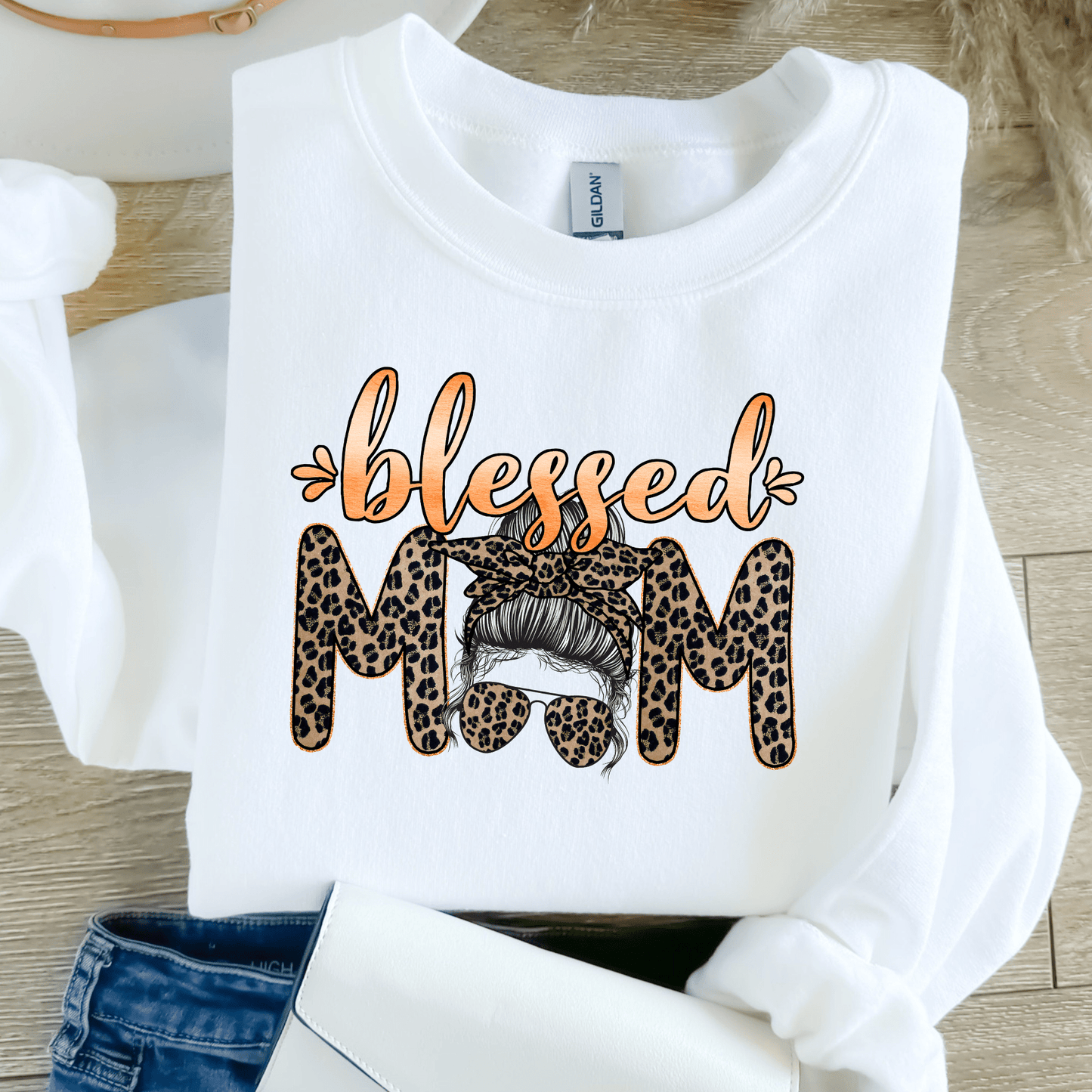 Leopard Print BLESSED MOM Sweatshirt