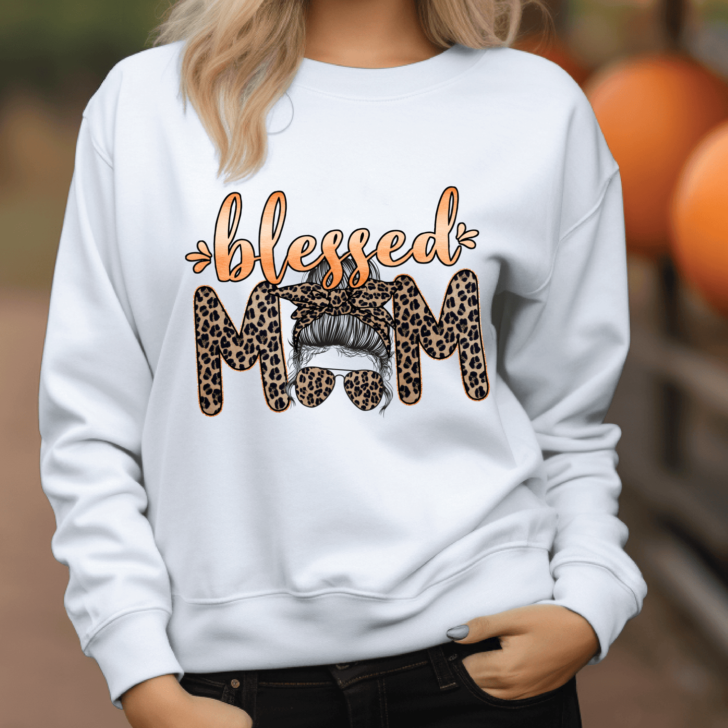 Leopard Print BLESSED MOM Sweatshirt