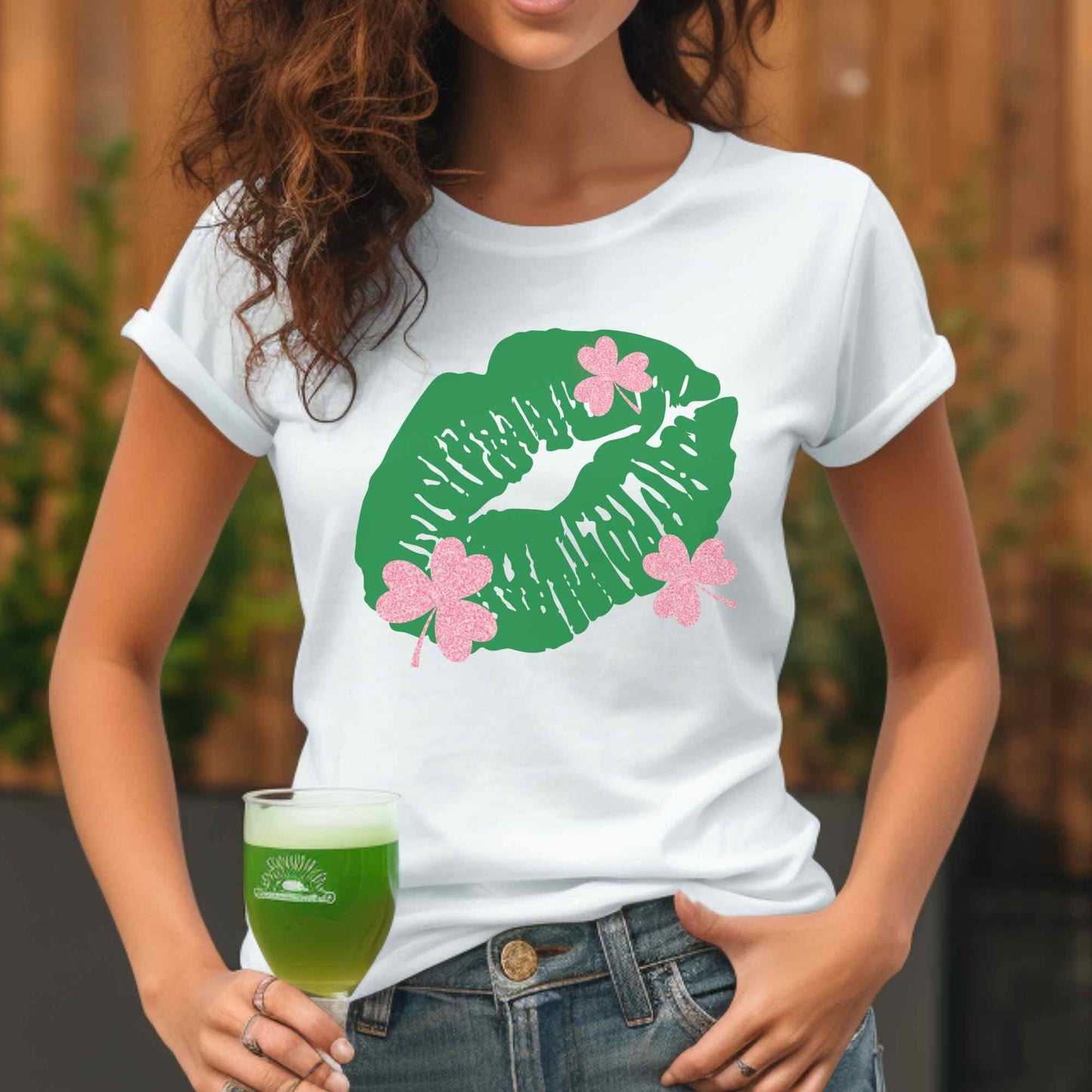 Shamrock Kiss: Green Lips & Pink Charm