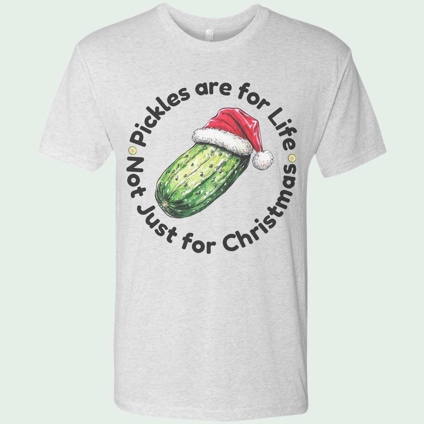 Close-up of the PICKLES are for LIFE shirt in the pickle lovers collection.