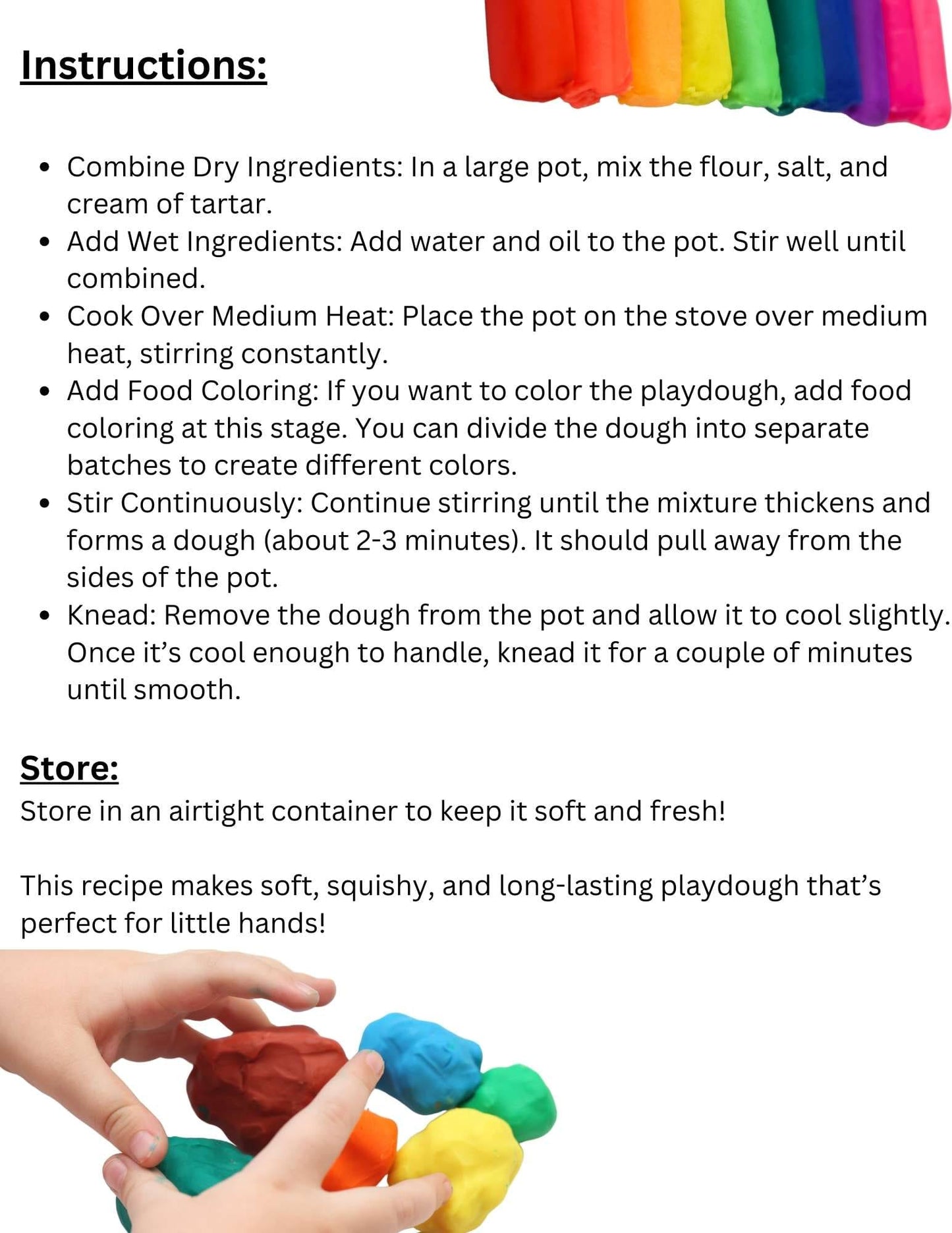 FREE: Easiest make at home Playdough Recipe.