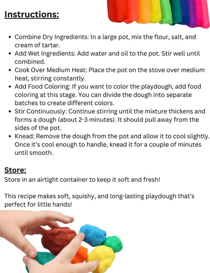 FREE: Easiest make at home Playdough Recipe.