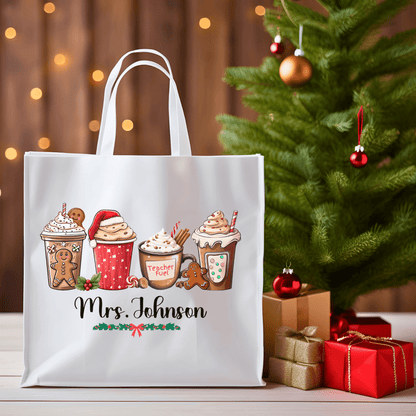 Teacher’s Festive Sip Tote: Personalized Christmas Edition