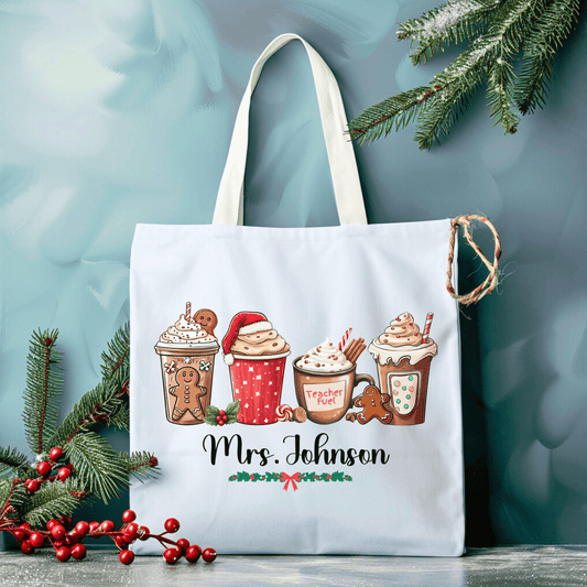 Teacher’s Festive Sip Tote: Personalized Christmas Edition