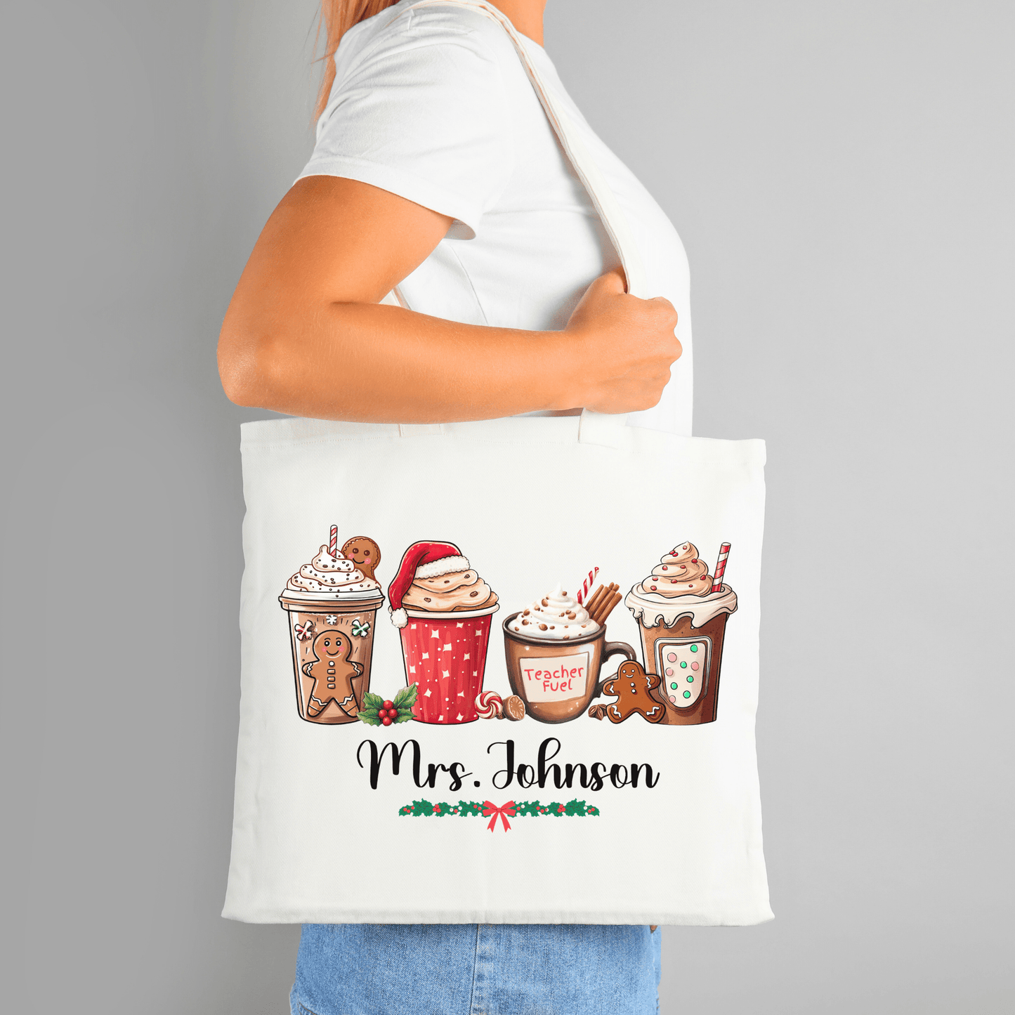 Teacher’s Festive Sip Tote: Personalized Christmas Edition