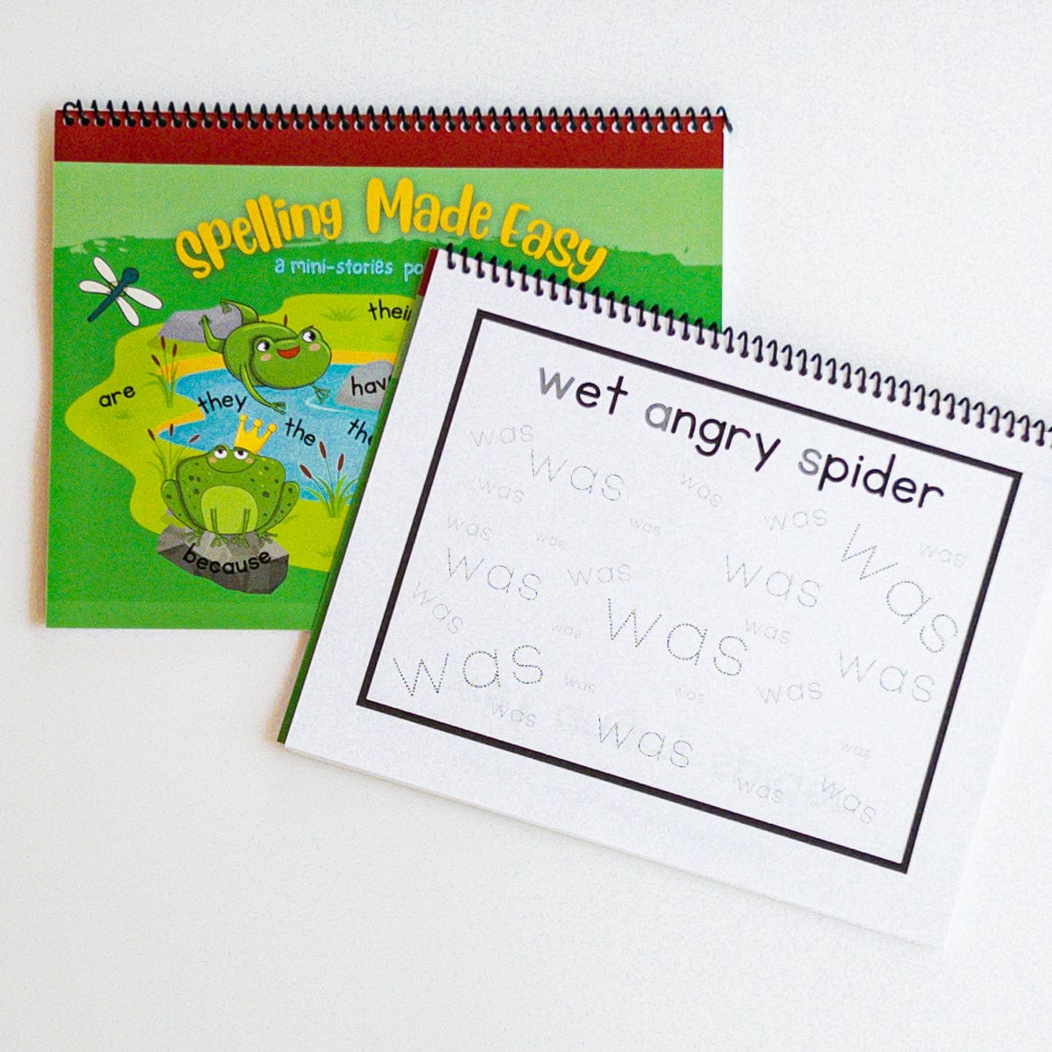 spelling workbook with a page singled out